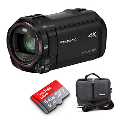 松下VX980GK 4K高清数码摄像机，配原装电池+原厂包，闪迪64G高速卡